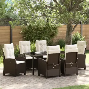 vidaXL Ensemble de salle à manger pour jardin 7 pcs Marron polyrotin pas cher