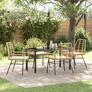 vidaXL Ensemble de salle à manger pour jardin 5 pcs Marron polyrotin pas cher