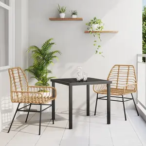 vidaXL Ensemble de salle à manger pour jardin 3 pcs Marron polyrotin pas cher
