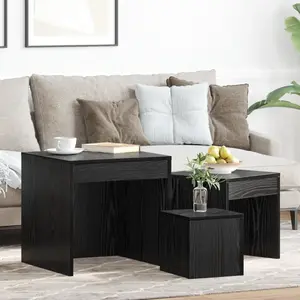 vidaXL Tables basses 3 pcs Chêne noir 45 x 45 x 45 cm pas cher