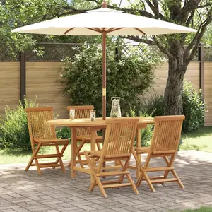 VIDAXL Ensemble De Salle À Manger De Jardin 5 Pièces En Bois Massif De Teck pas cher
