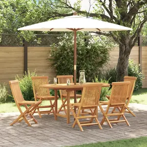 vidaXL Ensemble de salle à manger de jardin 7 pièces en teck massif pas cher