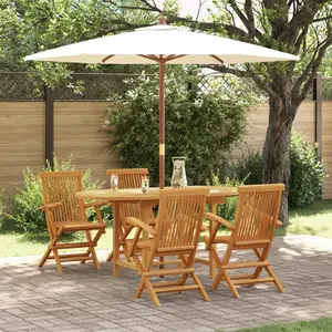 VIDAXL Ensemble De Salle À Manger De Jardin 5 Pièces En Bois Massif De Teck pas cher
