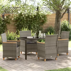 vidaXL Ensemble de salle à manger pour jardin 5 pcs Gris polyrotin pas cher