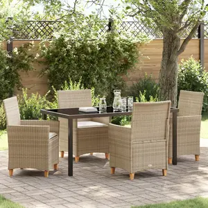 vidaXL Ensemble de salle à manger pour jardin 5 pc Beige polyrotin pas cher