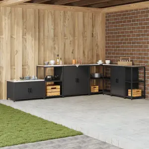 vidaXL Meuble de rangement de cuisine Noir 60 x 50 x 92 cm Acier pas cher