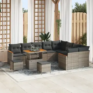 vidaXL - Tuinbank - Set - 12 - pcs - Grijs - poly - rattan pas cher