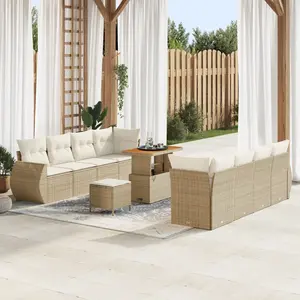 vidaXL Ensemble de canapé de jardin 11 pcs Beige et crème Grand pas cher