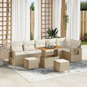 vidaXL Ensemble de canapé de jardin 11 pcs Beige et crème polyrotin pas cher
