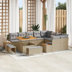 vidaXL Ensemble de canapé de jardin 12 pcs Beige polyrotin pas cher