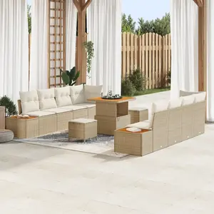 vidaXL Ensemble de canapé de jardin 11 pcs Beige polyrotin pas cher