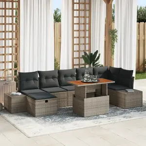 vidaXL Ensemble de canapé de jardin avec coussin 8 pcs Gris polyrotin pas cher