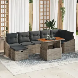 vidaXL Ensemble de canapé de jardin avec coussin 8 pcs Gris polyrotin pas cher