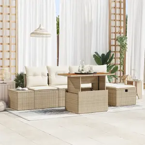 vidaXL Vidaxl Ensemble De Canapés De Jardin 6 Pièces Avec Coussins Beige Poly Rotin pas cher
