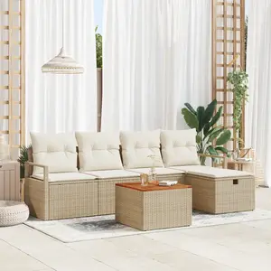 vidaXL Ensemble de canapé de jardin 6 pcs Beige Poly rotin pas cher