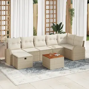 vidaXL Ensemble de canapé de jardin 8 pcs Beige Poly rotin pas cher