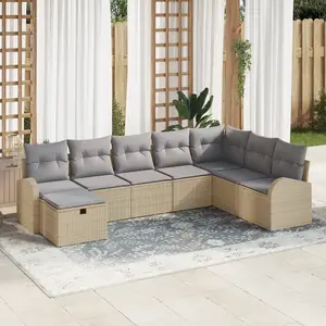 vidaXL Vidaxl Ensemble De Canapé De Jardin En 8 Pièces Avec Coussins Rattan Poly Beige pas cher