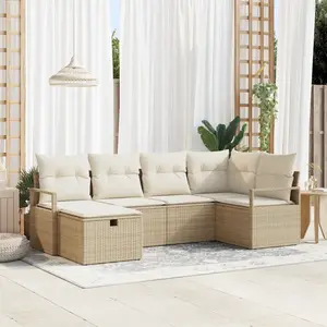 vidaXL Ensemble de canapé de jardin 6 pcs Beige Poly rotin pas cher