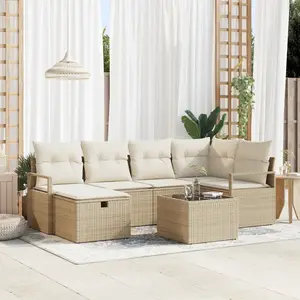 vidaXL Ensemble de canapé de jardin 7 pcs Beige Poly rotin pas cher