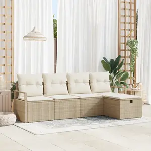 vidaXL Ensemble de canapé de jardin 5 pcs Beige Poly rotin pas cher