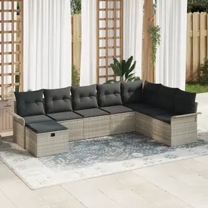 vidaXL Ensemble de canapé de jardin 8 pcs Gris clair Poly rotin pas cher