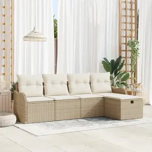 vidaXL Ensemble de canapé de jardin 5 pcs Beige Poly rotin pas cher