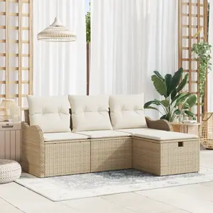 vidaXL Ensemble de canapé de jardin avec coussin 4 pcs Poly rotin pas cher