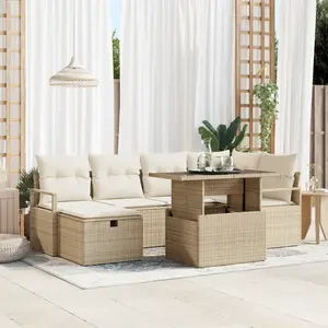 vidaXL Ensemble de canapé de jardin 7 pcs Beige Poly rotin pas cher