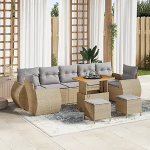 vidaXL Ensemble de canapé de jardin 10 pcs Beige polyrotin pas cher