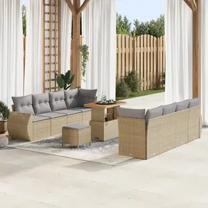 vidaXL Ensemble de canapé de jardin 11 pcs Beige polyrotin pas cher