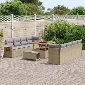 vidaXL Ensemble de canapé de jardin 11 pcs Beige Poly rotin pas cher