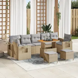 vidaXL Ensemble de canapé de jardin 10 pcs Beige polyrotin pas cher