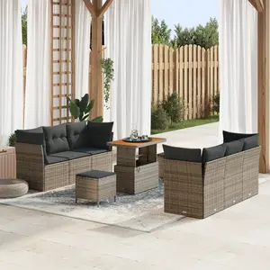 vidaXL - Tuinbank - Set - 9 - pcs - Grijs - poly - rattan pas cher