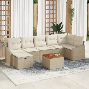 vidaXL Ensemble de canapé de jardin 8 pcs Beige Poly rotin pas cher