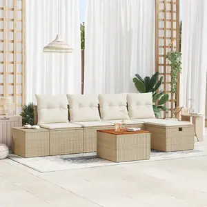 vidaXL Ensemble de canapé de jardin 6 pcs Beige Poly rotin pas cher