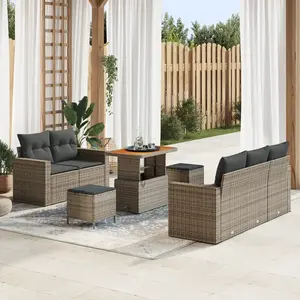 vidaXL Ensemble de canapé de jardin avec coussin 8 pcs Gris polyrotin pas cher