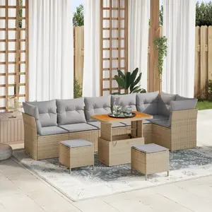vidaXL Ensemble de canapé de jardin 8 pcs Beige polyrotin pas cher