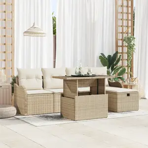vidaXL Canapés de Jardin 6 Pièces avec Coussins en Rattan Beige pas cher