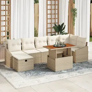 vidaXL Vidaxl Ensemble De 8 Pièces De Sofa De Jardin Avec Coussins Beige En Poly Rotin pas cher