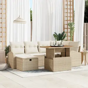 vidaXL Ensemble de canapé de jardin 7 pcs Beige polyrotin pas cher