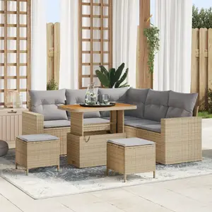 vidaXL - Tuinbank - Set - 8 - pcs - Beige - poly - rattan pas cher