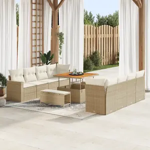 vidaXL Ensemble de canapé de jardin 11 pcs Beige polyrotin pas cher