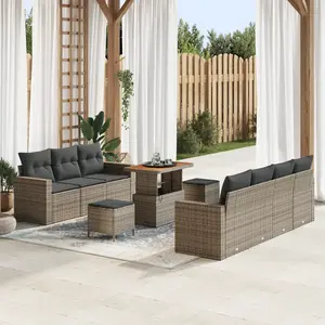 vidaXL Ensemble de canapé de jardin avec coussin 10 pcs Gris polyrotin pas cher