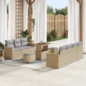 vidaXL Ensemble de canapé de jardin 10 pcs Beige polyrotin pas cher