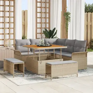 vidaXL Ensemble de canapé de jardin avec coussin 8 pcs Beige polyrotin pas cher