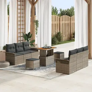 vidaXL Ensemble de canapé de jardin avec coussin 9 pcs Gris polyrotin pas cher
