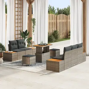 vidaXL - Tuinbank - Set - 8 - pcs - Grijs - poly - rattan pas cher