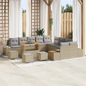 vidaXL Ensemble de canapé de jardin 14 pcs Beige polyrotin pas cher