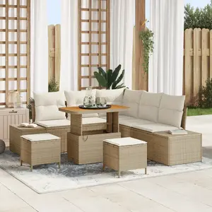 vidaXL Ensemble de canapé de jardin avec coussin 8 pcs Beige polyrotin pas cher