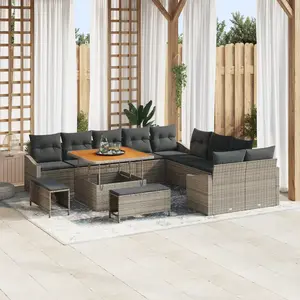 vidaXL vidaXL Canapé de jardin 13 pièces avec coussins gris poly rattan acacia, vidaXL Canapé de jardin 2 places gris poly rattan, vidaXL Ensemble salle à manger jardin 3 pièces avec coussins gris poly rattan acacia pas cher
